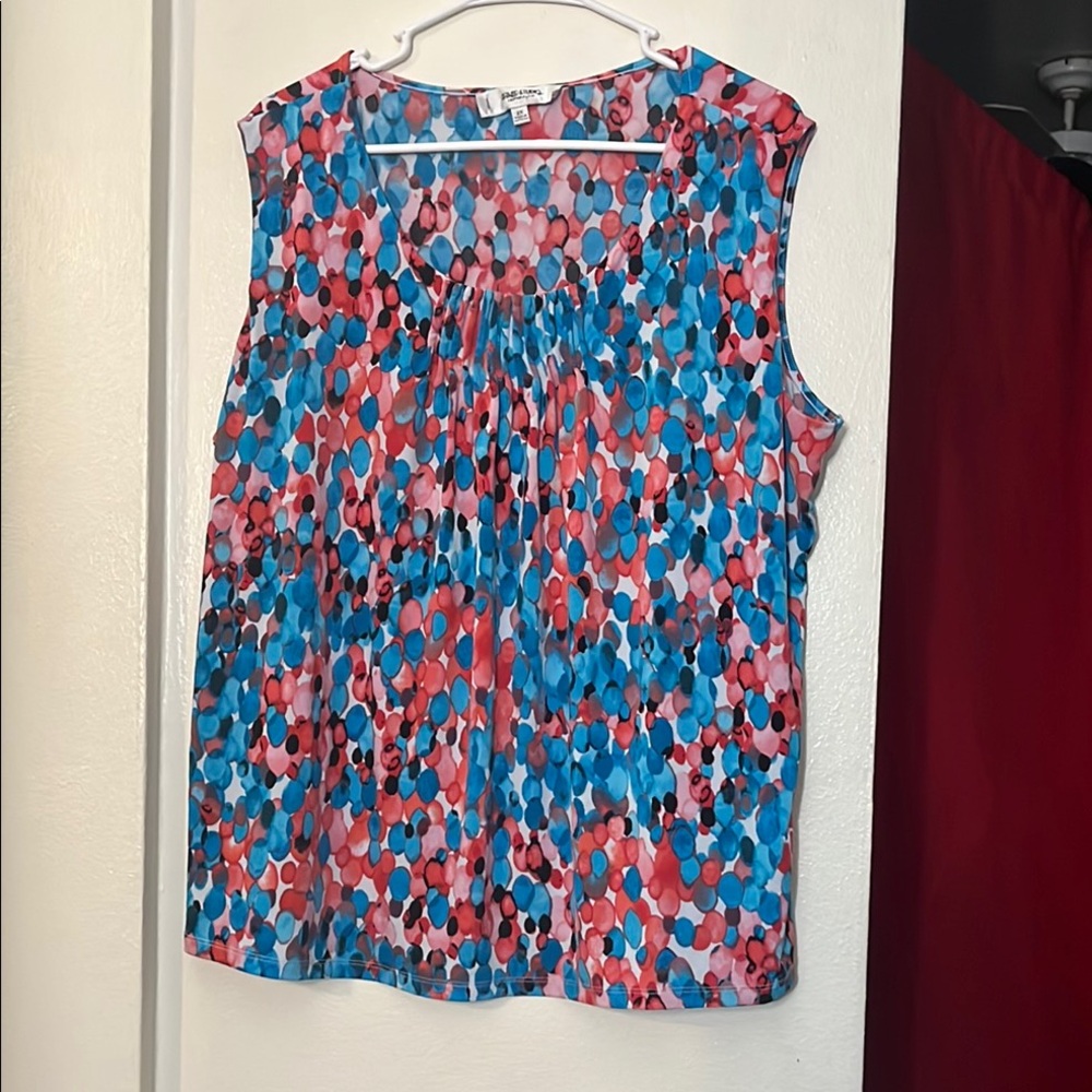 Jones Studio Blue and Pink Pleated Blouse